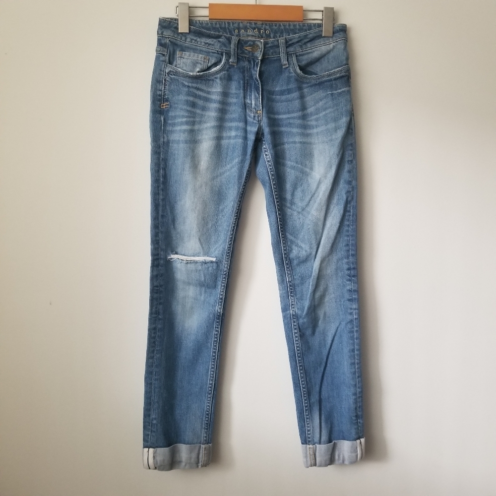 🇫🇷 SANDRO Paris Mid Rise Cuffed Hem Jeans Size 26 US / 36 FR
